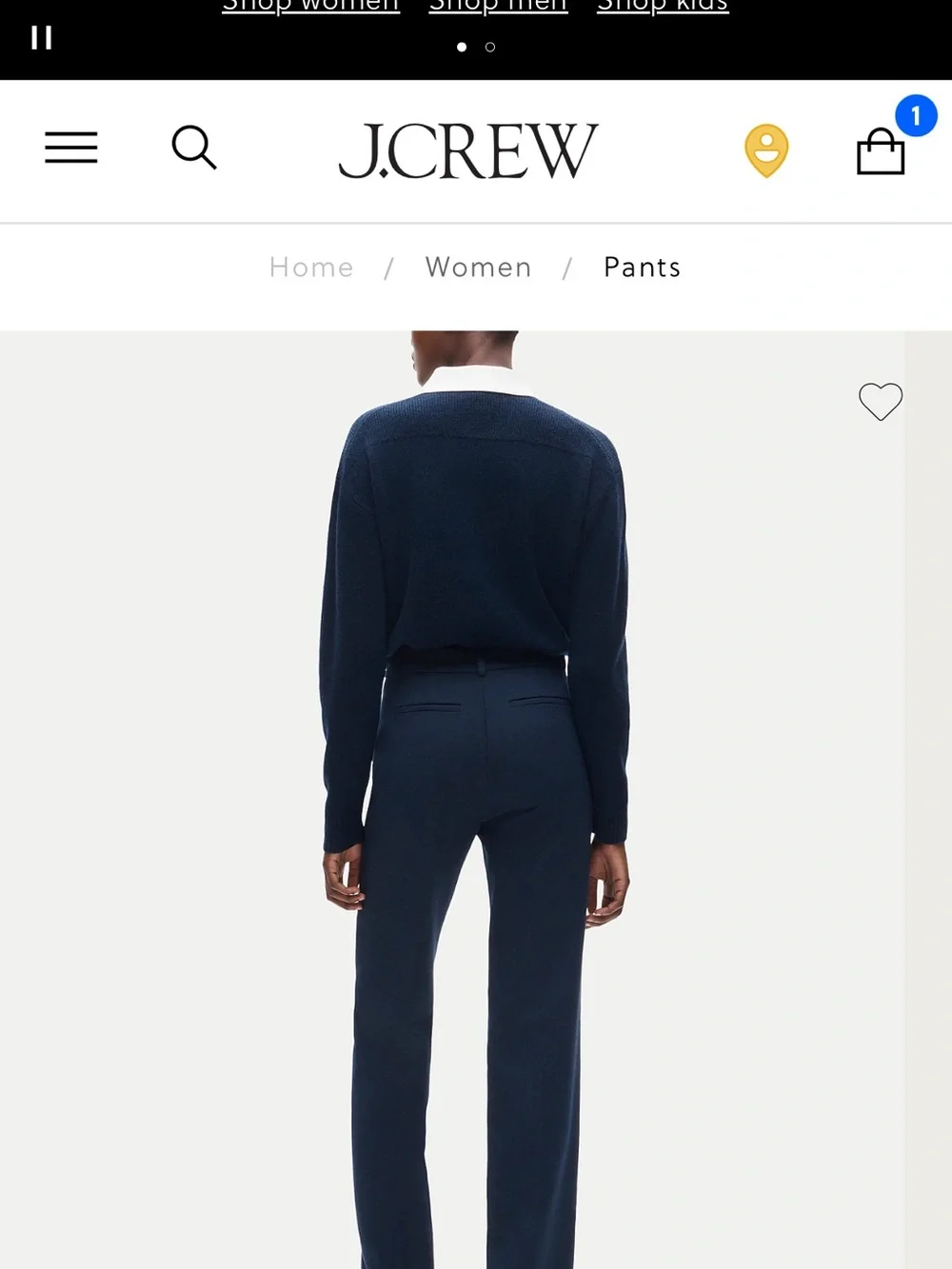J crew Natalia navy straight leg trouser